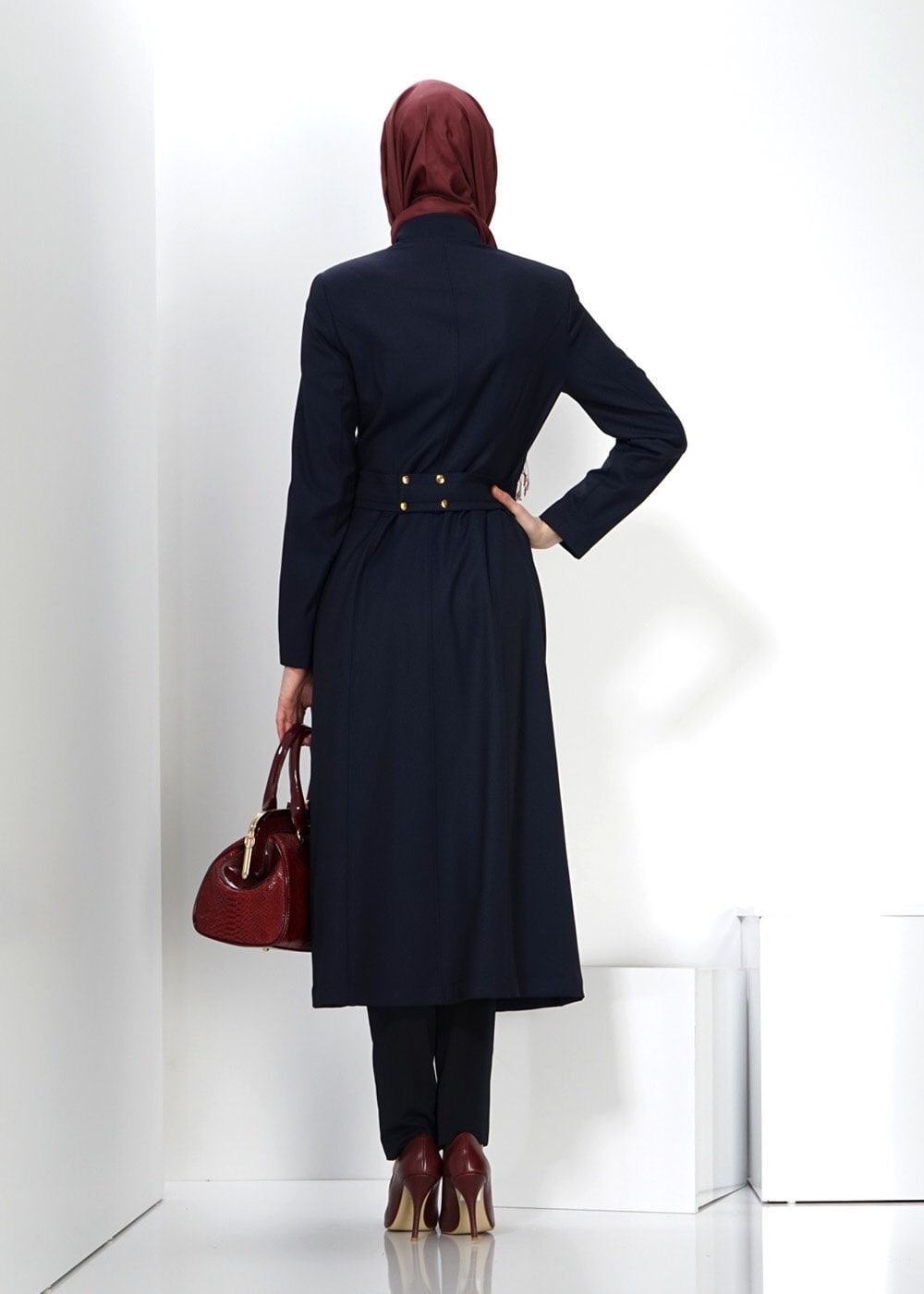 Tesettür giyim LACİVERT 1327 TRENÇKOT