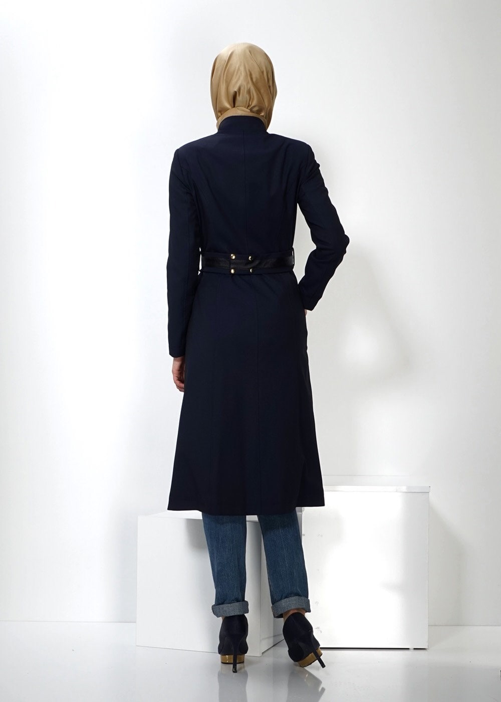 Tesettür giyim LACİVERT 1328 TRENÇKOT