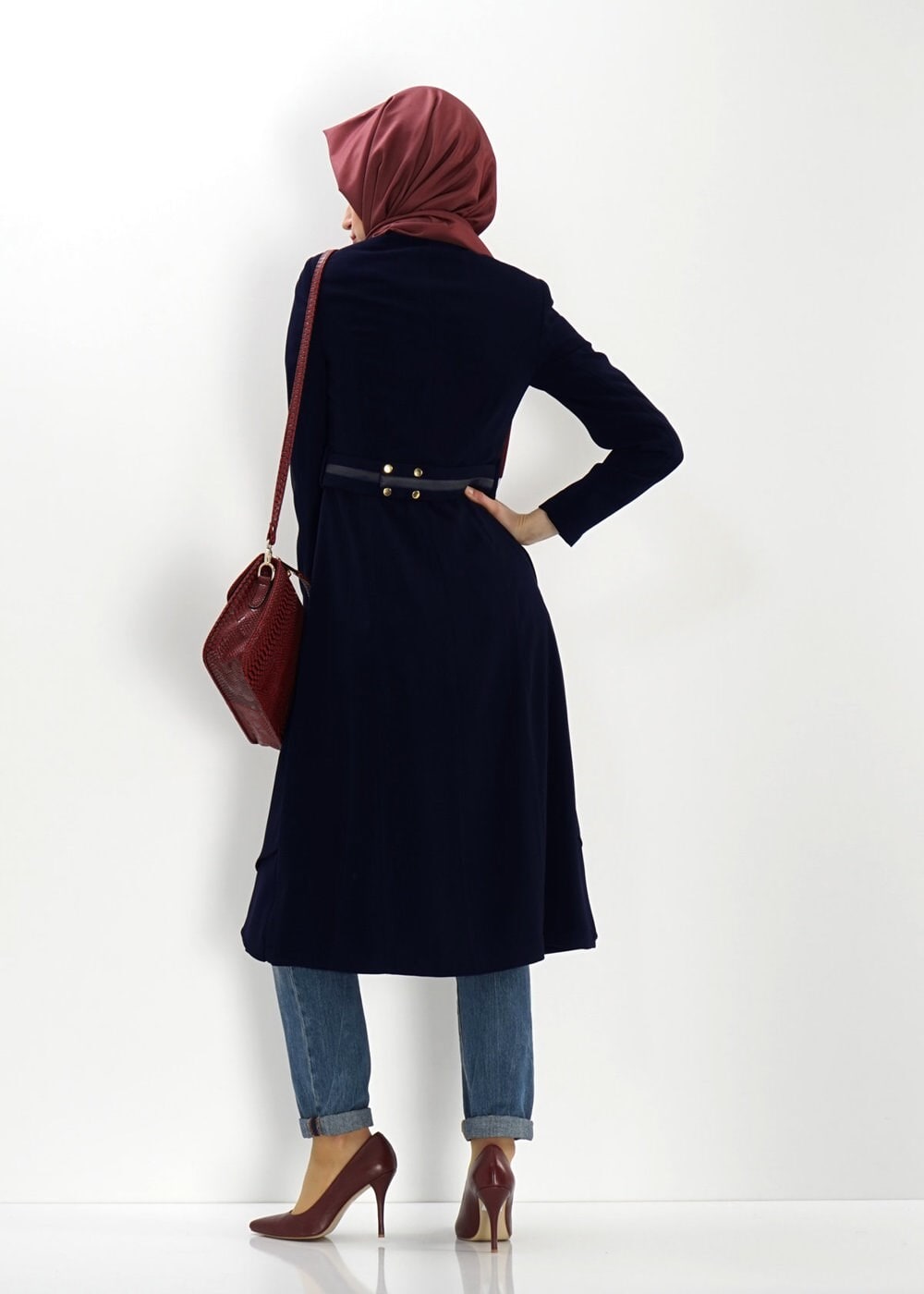 Tesettür giyim LACİVERT 1351 TRENÇKOT
