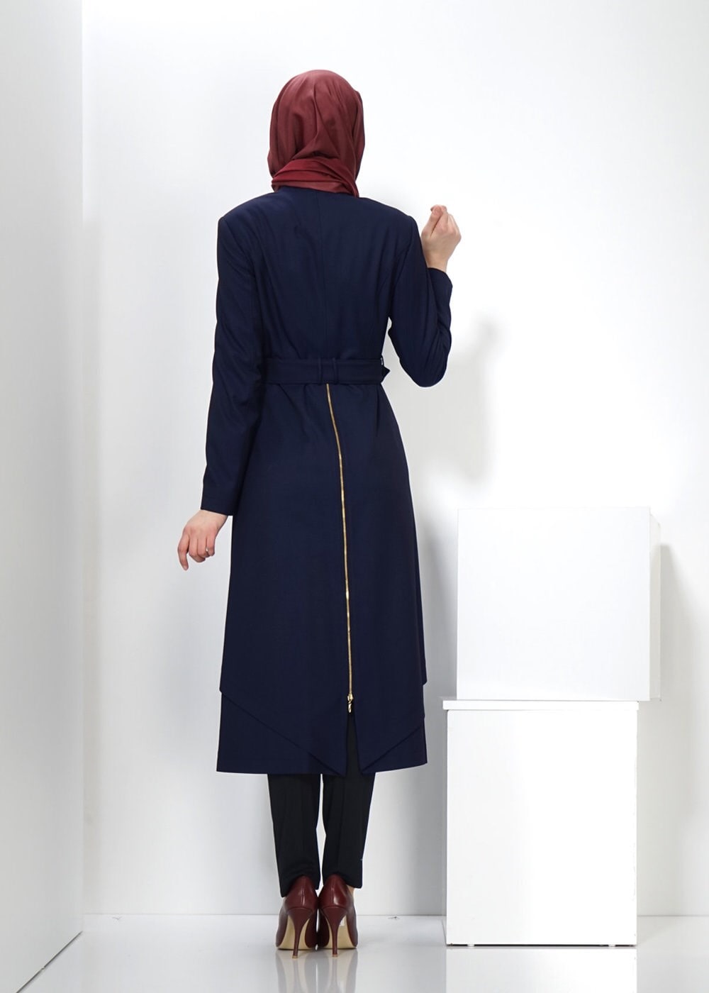 Tesettür giyim LACİVERT 1352 TRENÇKOT