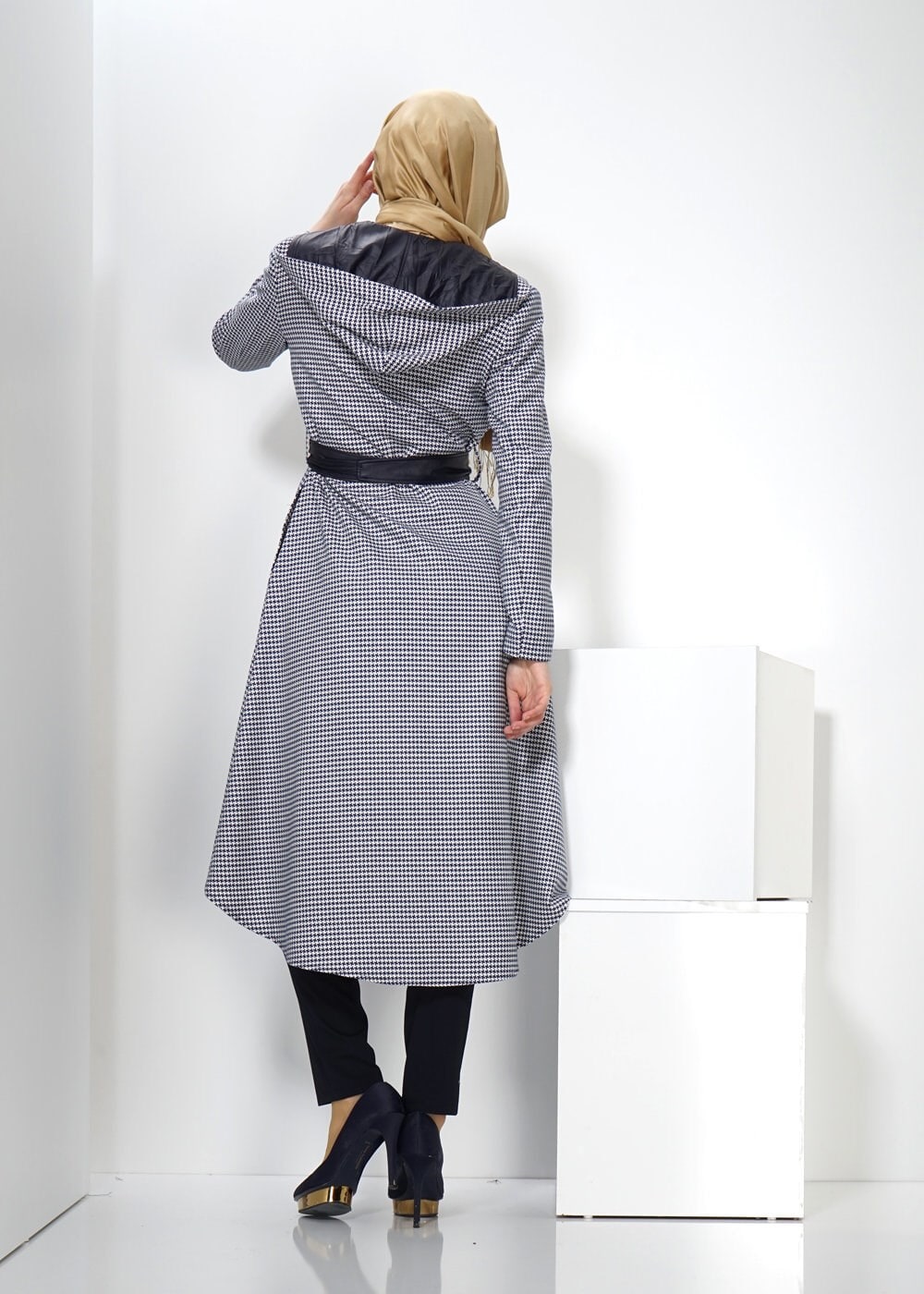 Tesettür giyim LACİVERT 1374 TRENÇKOT