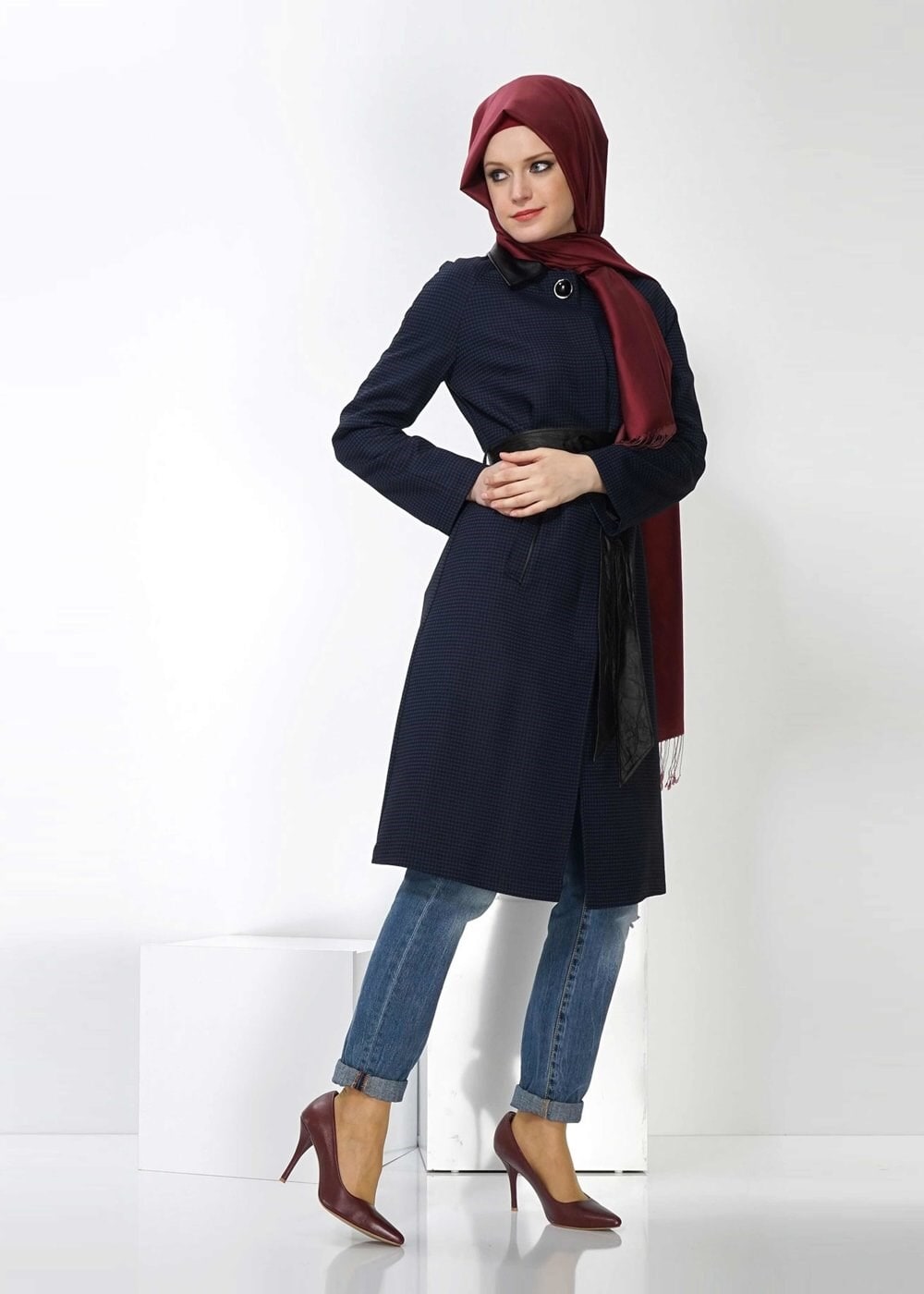 Tesettür giyim SİYAH 1375 TRENÇKOT