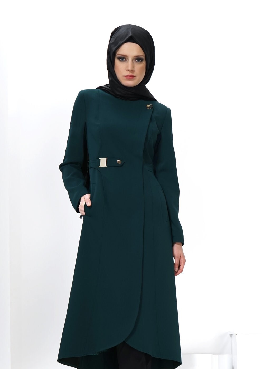 Tesettür giyim YEŞİL 1376 TRENÇKOT