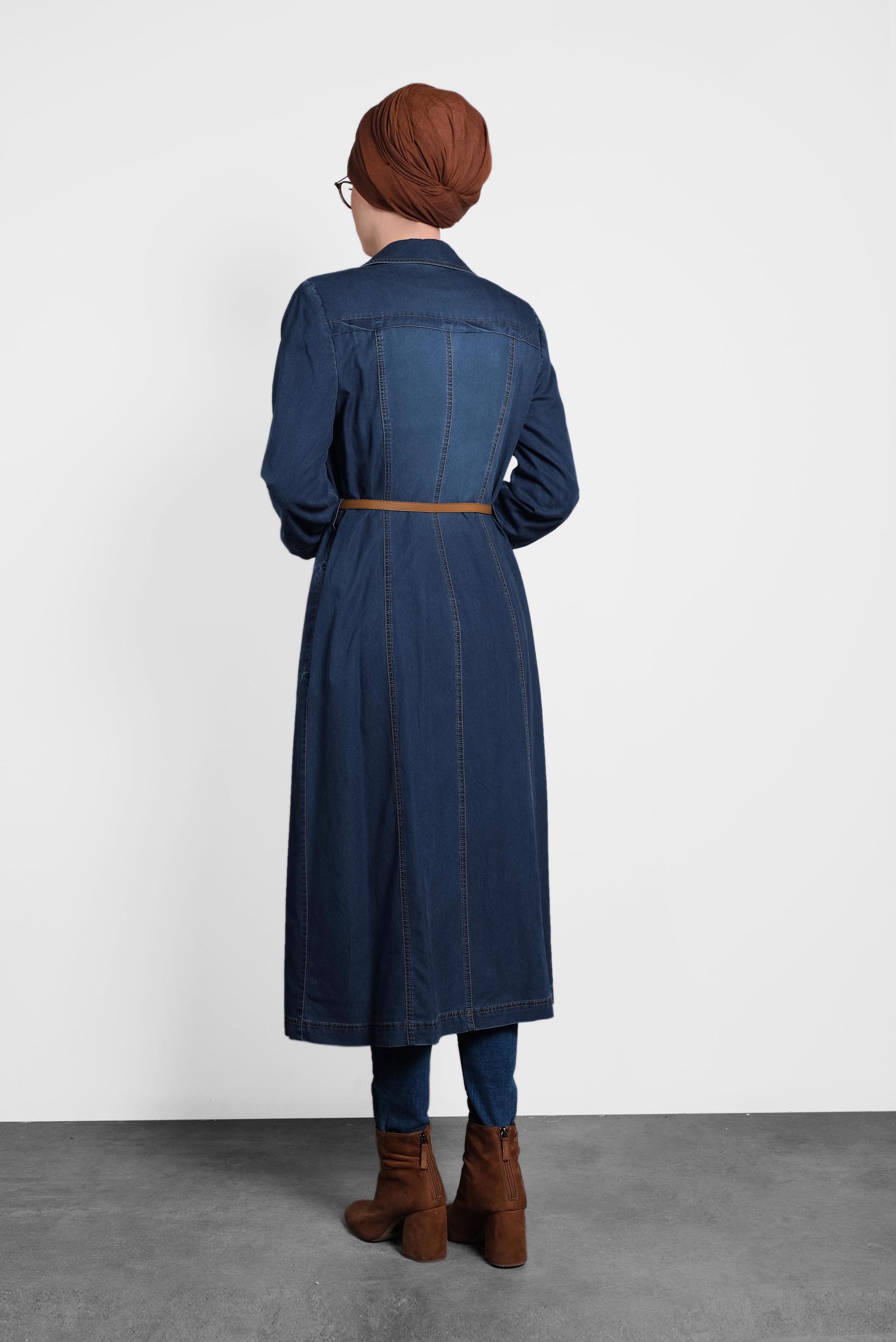 Tesettür giyim LACİVERT 1378 TRENÇKOT