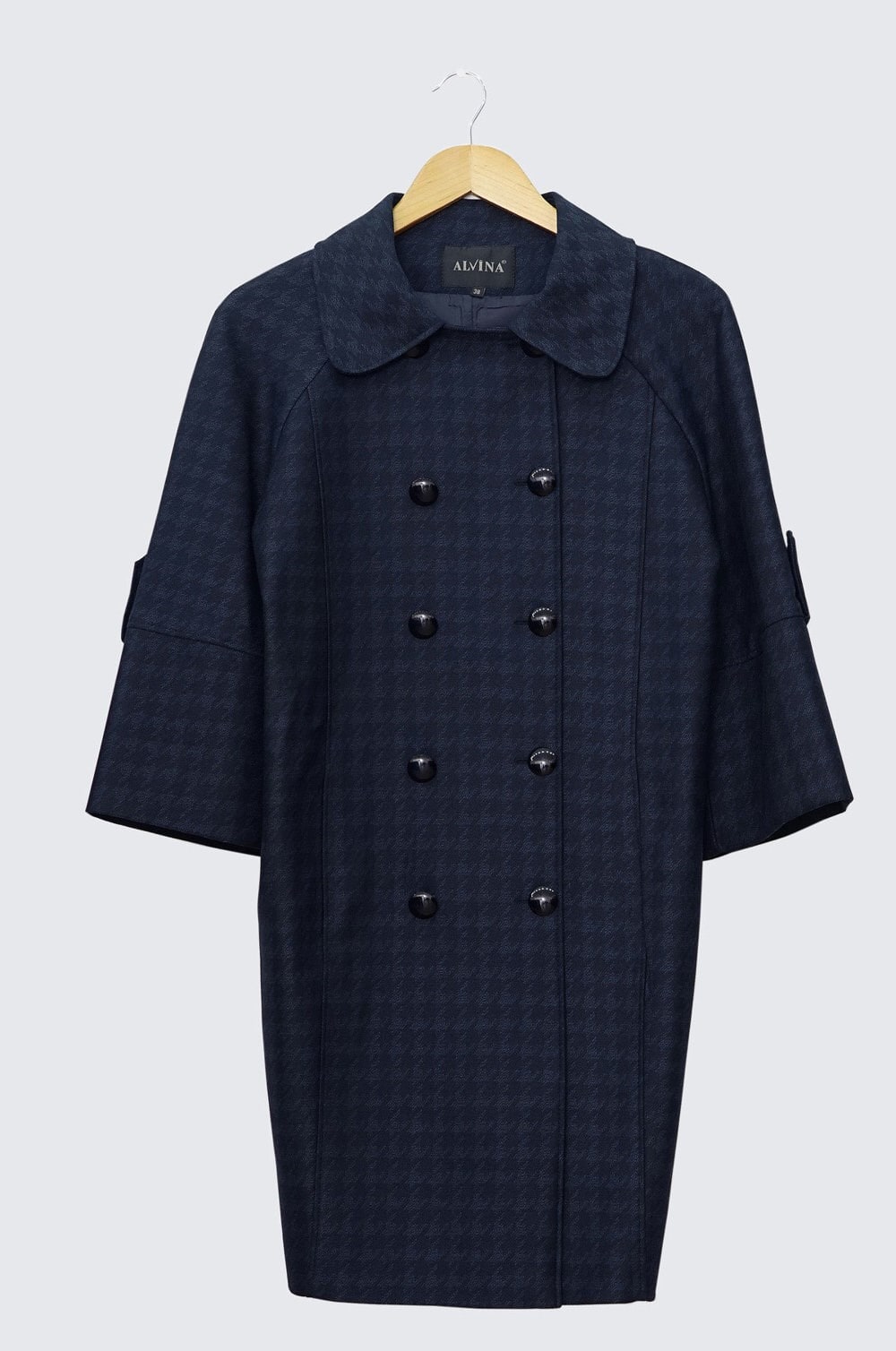 Tesettür giyim LACİVERT KAZAYAĞI DESENLİ TRENÇKOT 1383 