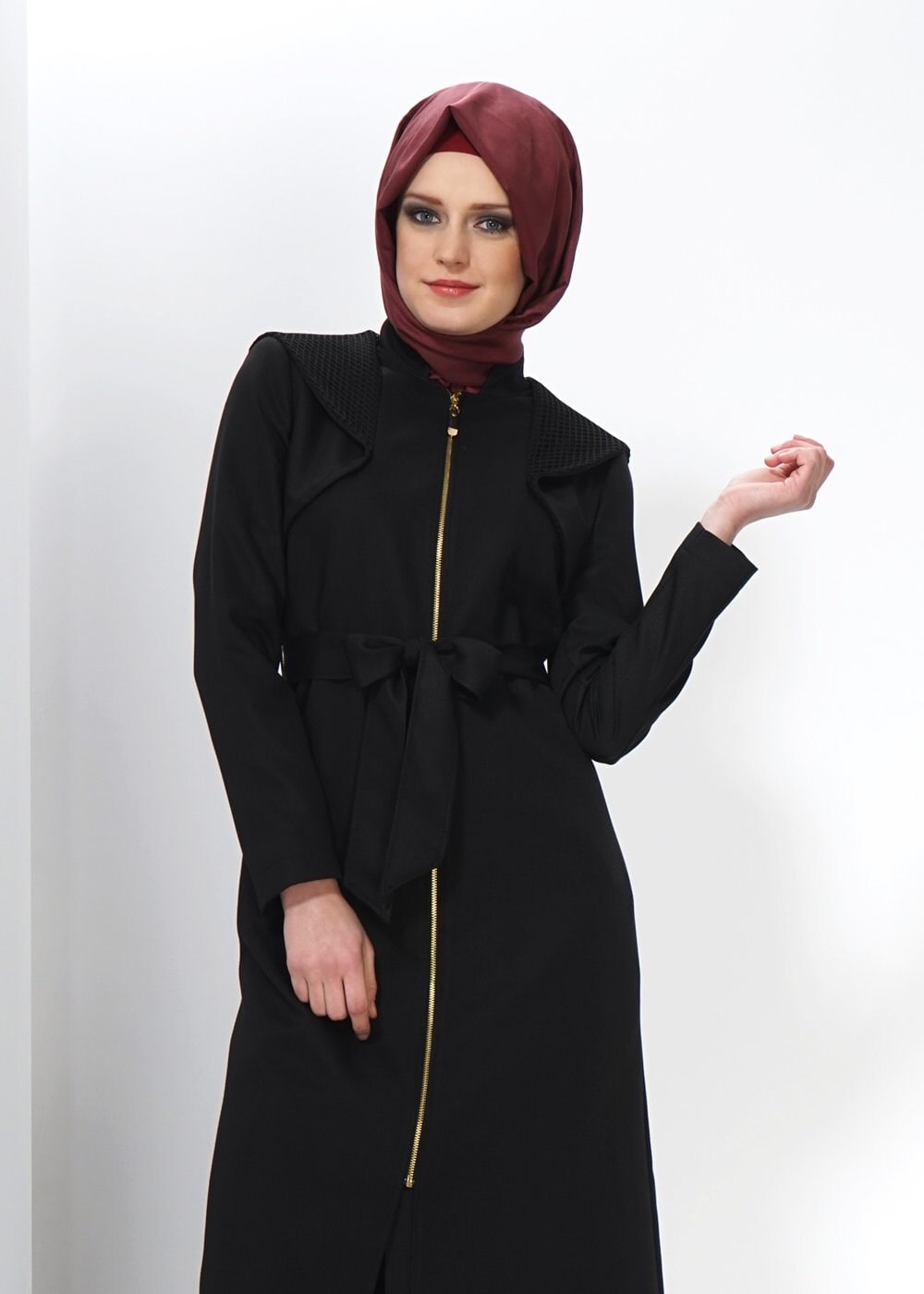 Tesettür giyim SİYAH 1387 TRENÇKOT