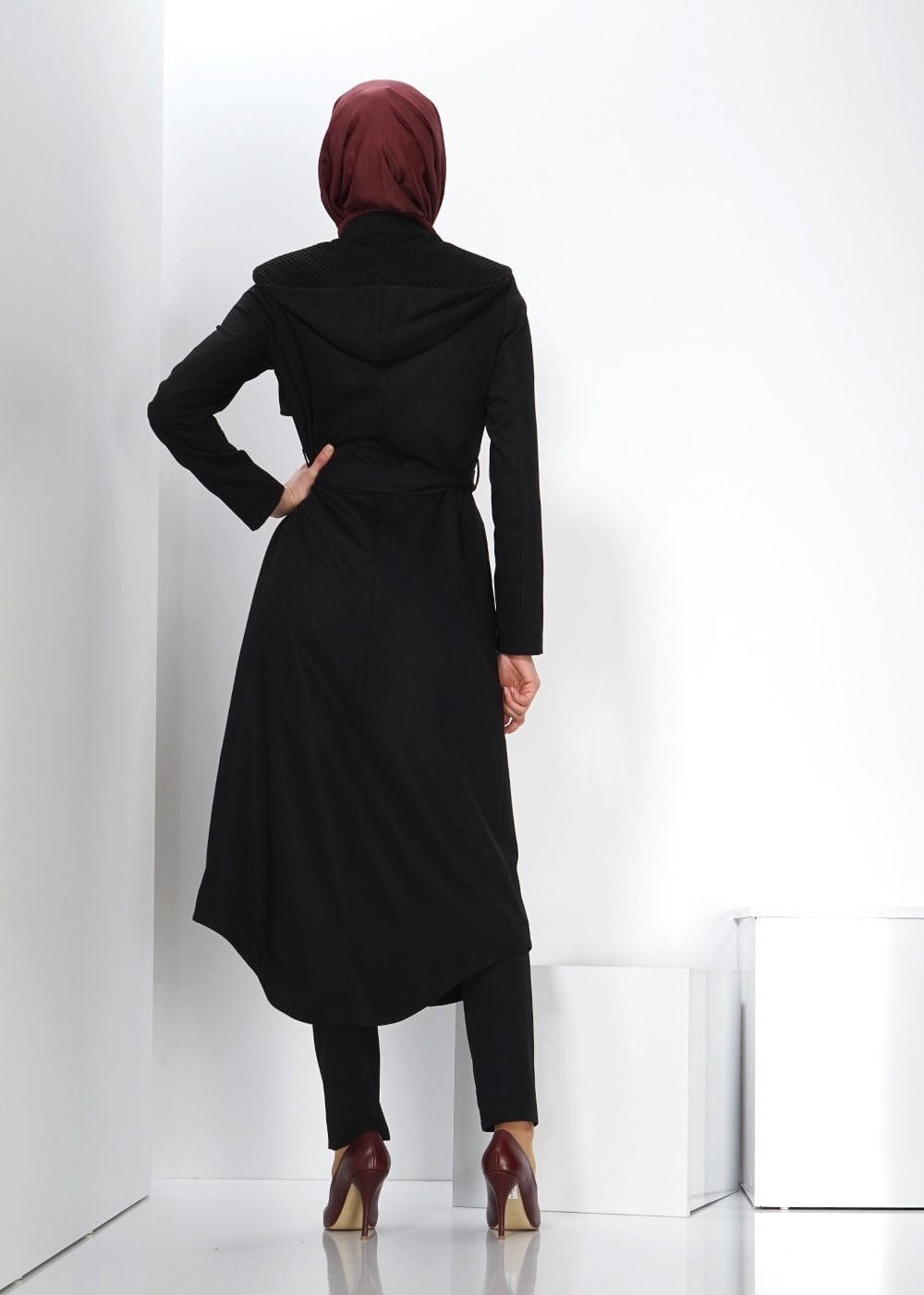 Tesettür giyim SİYAH 1387 TRENÇKOT