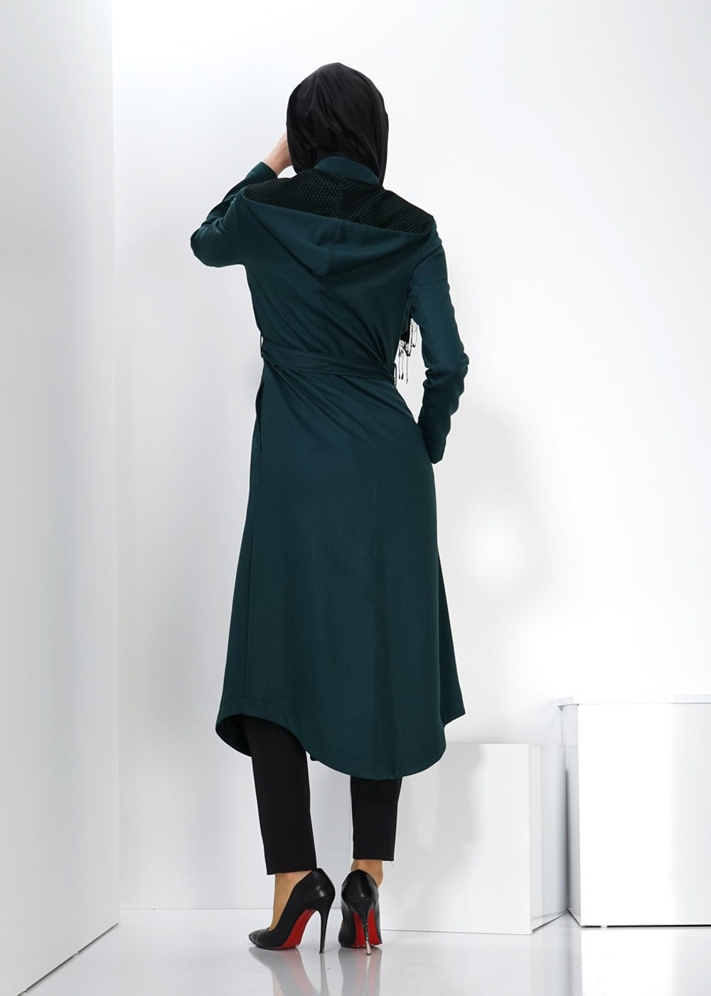 Tesettür giyim MAVİ 1387 TRENÇKOT