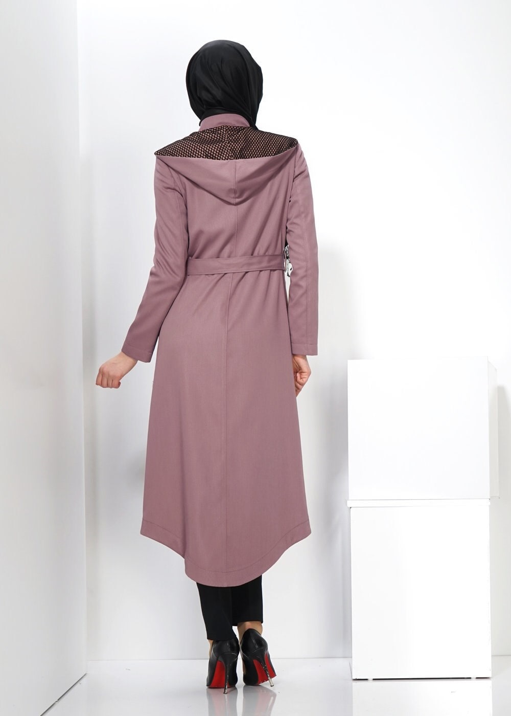 Tesettür giyim PUDRA 1387 TRENÇKOT