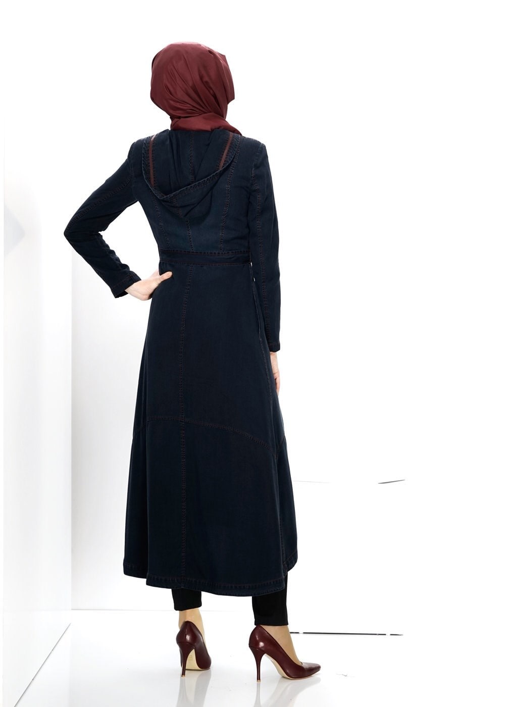 Tesettür giyim LACİVERT 1388 TRENÇKOT