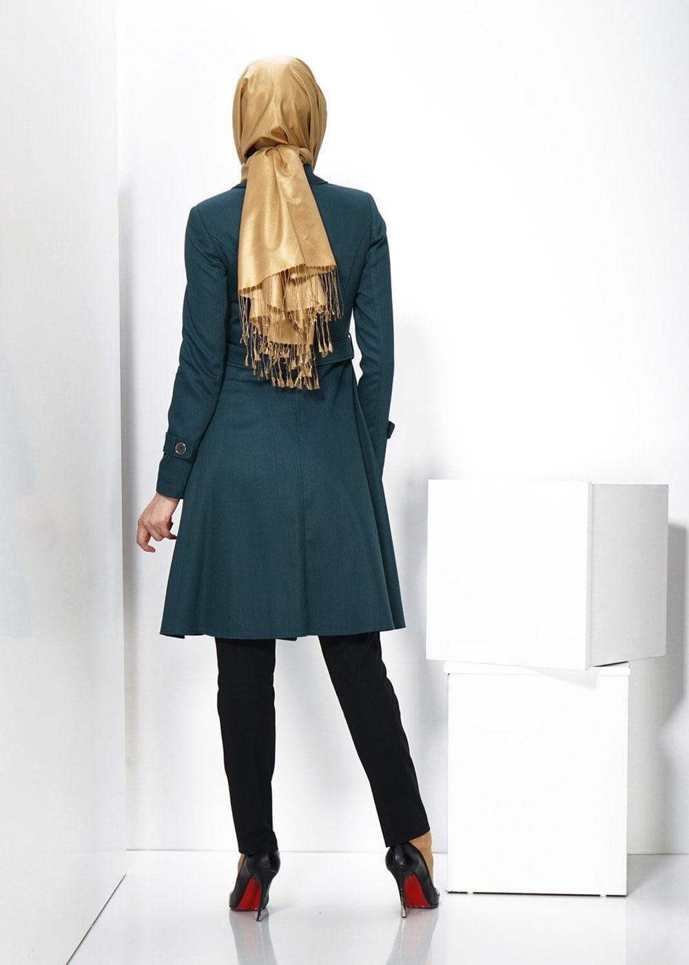 Tesettür giyim MAVİ 1389 TRENÇKOT