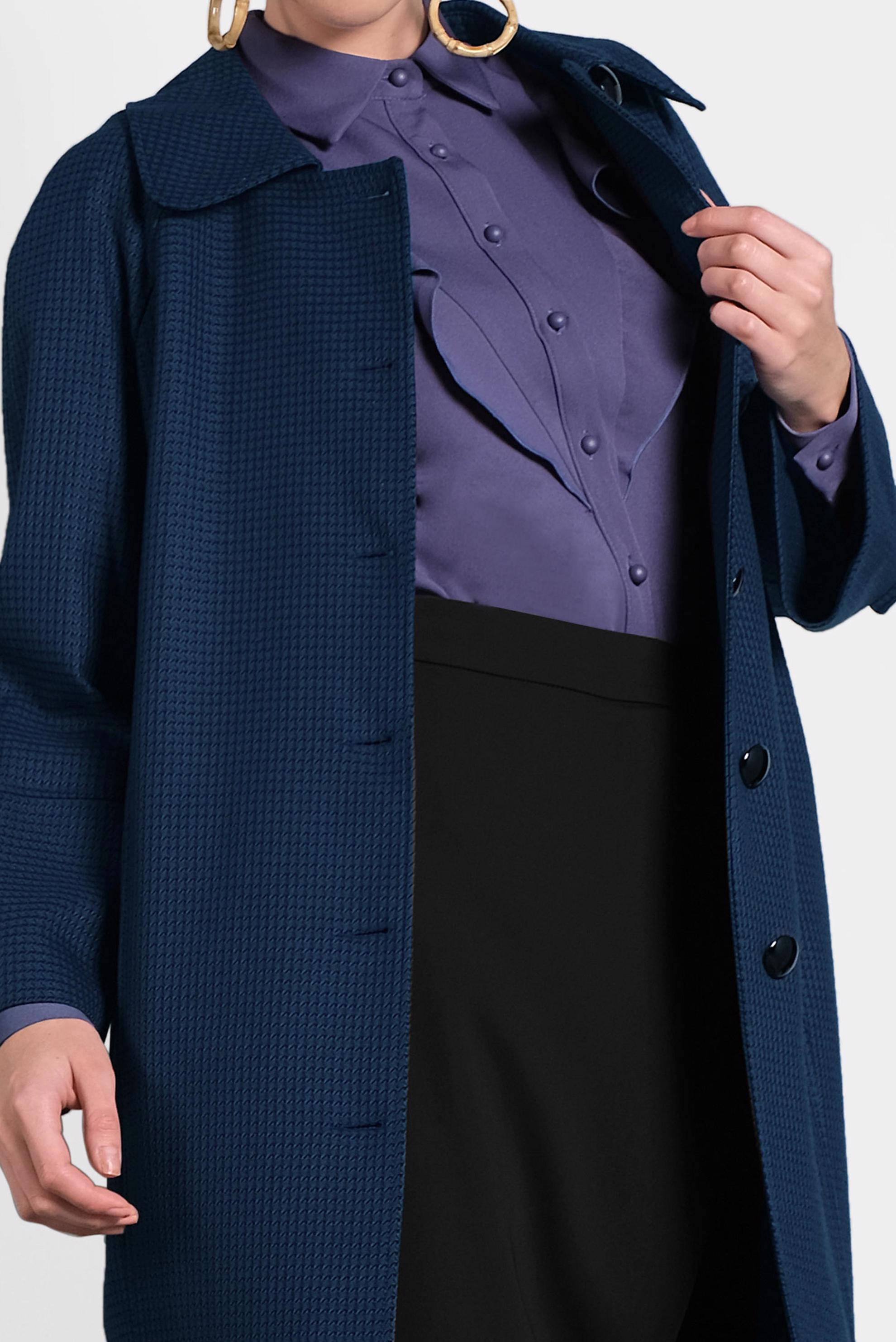 Tesettür giyim LACİVERT DÜĞMELİ CEPLİ TRENÇKOT 1390