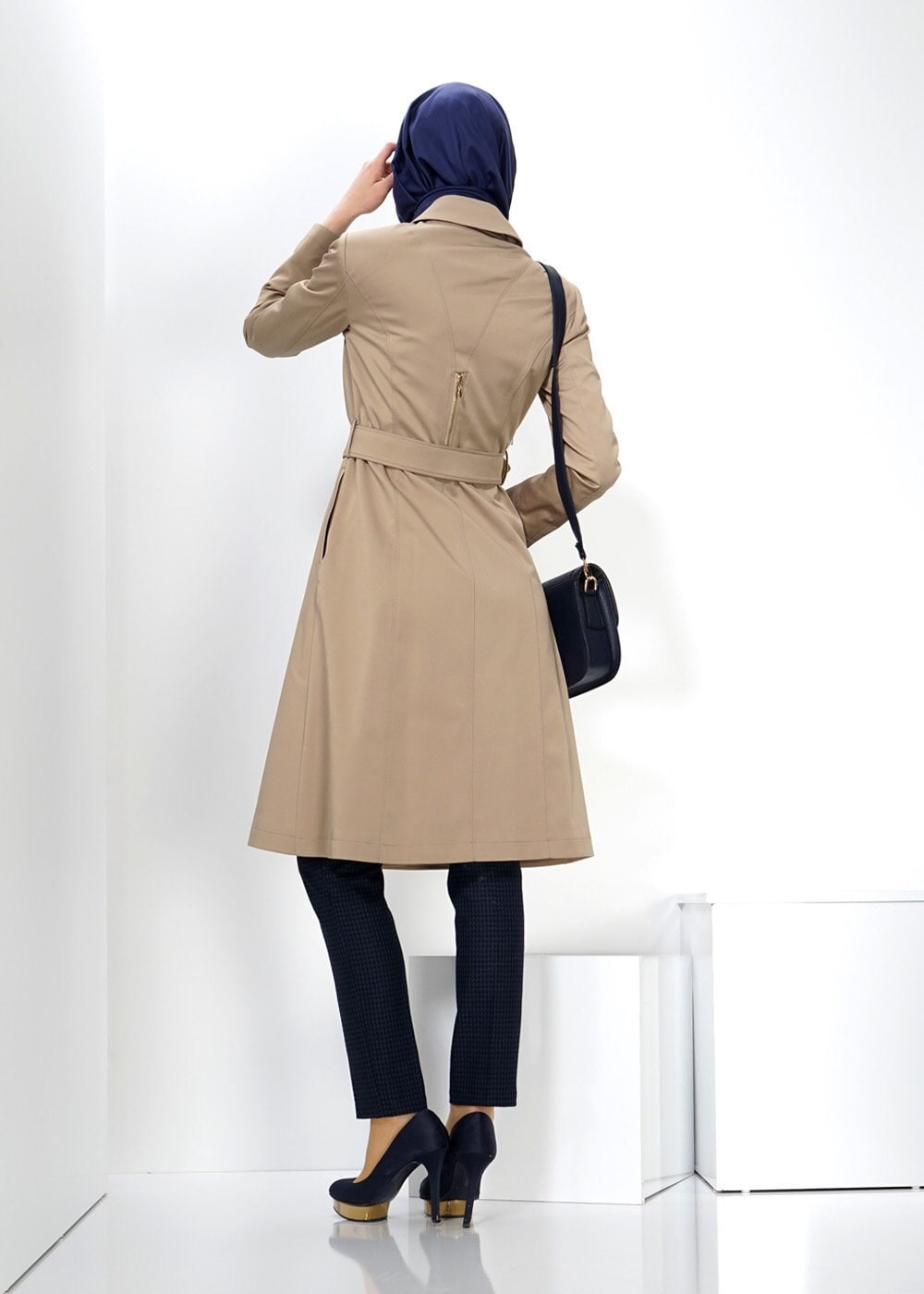 Tesettür giyim BEJ 1393 TRENÇKOT