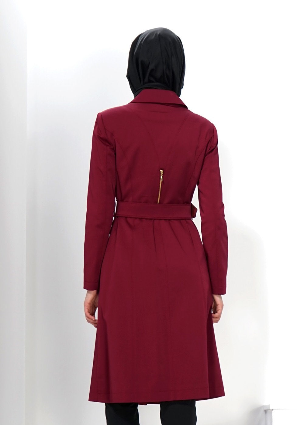 Tesettür giyim BORDO 1393 TRENÇKOT