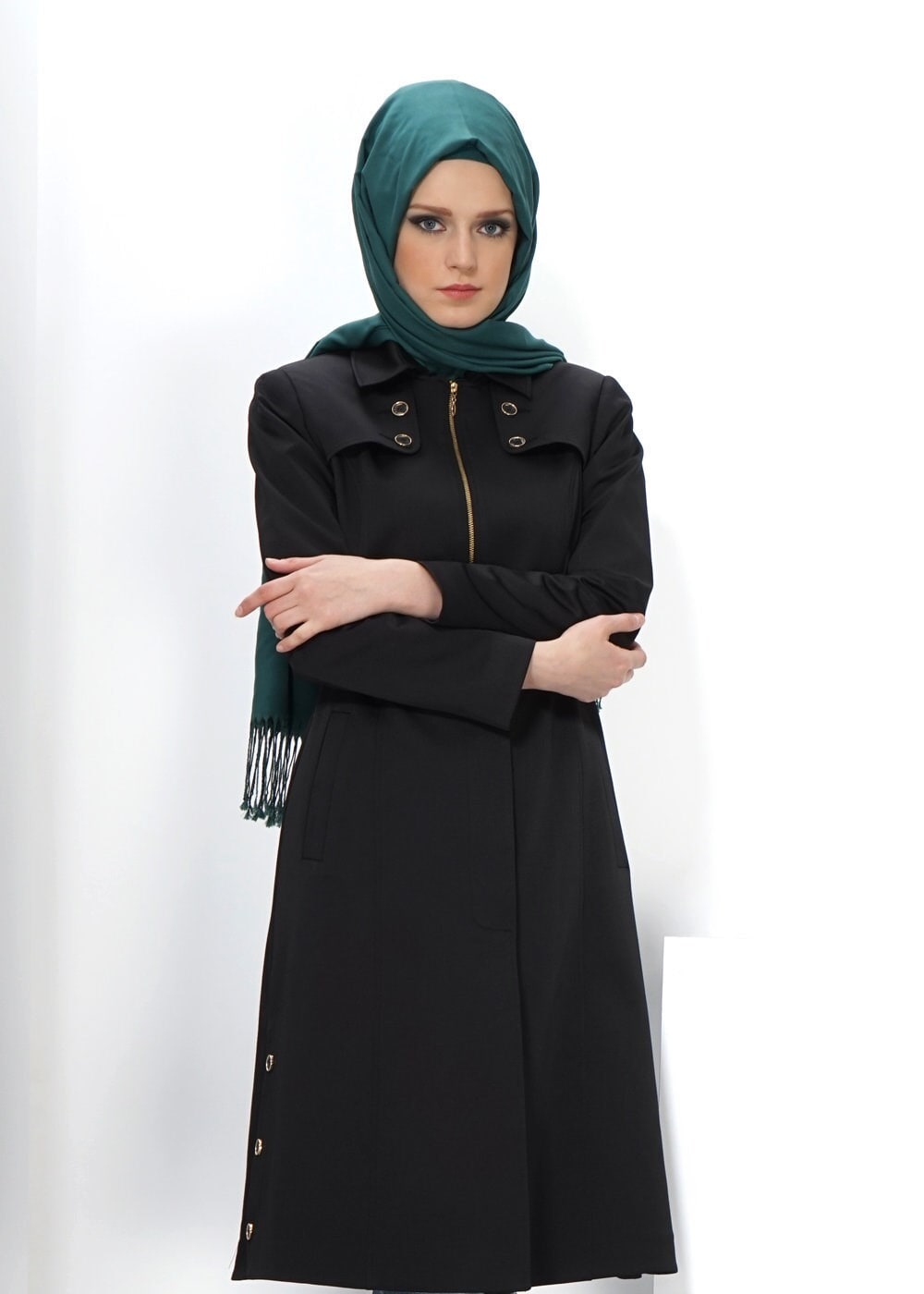 Tesettür giyim SİYAH 1394 TRENÇKOT