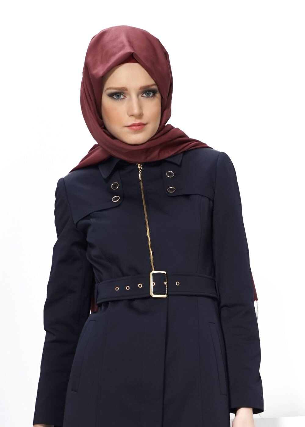 Tesettür giyim LACİVERT 1394 TRENÇKOT