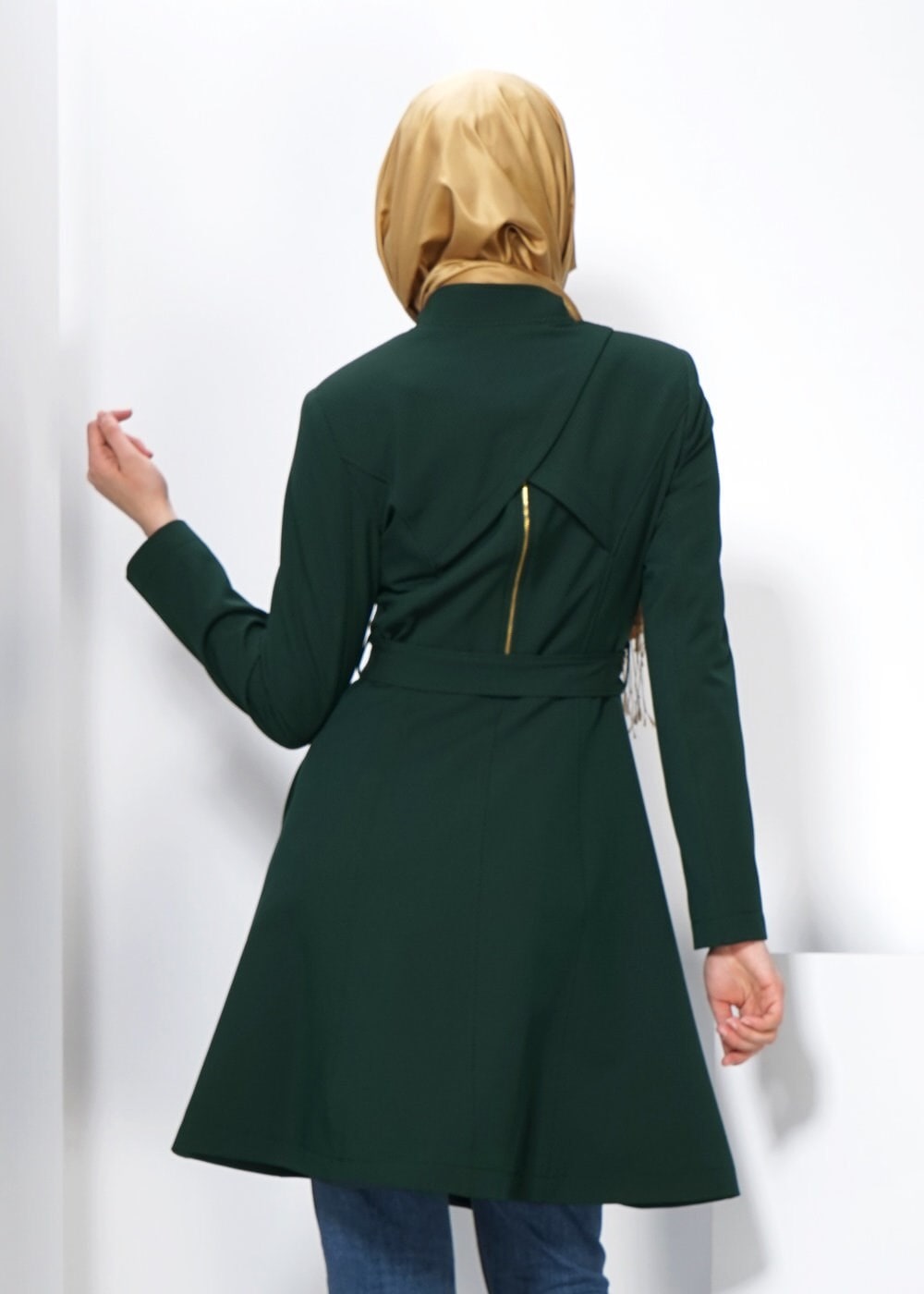 Tesettür giyim YEŞİL 1396 BEGÜM 43580 TRENCH 36/42(38-40 )TEK42