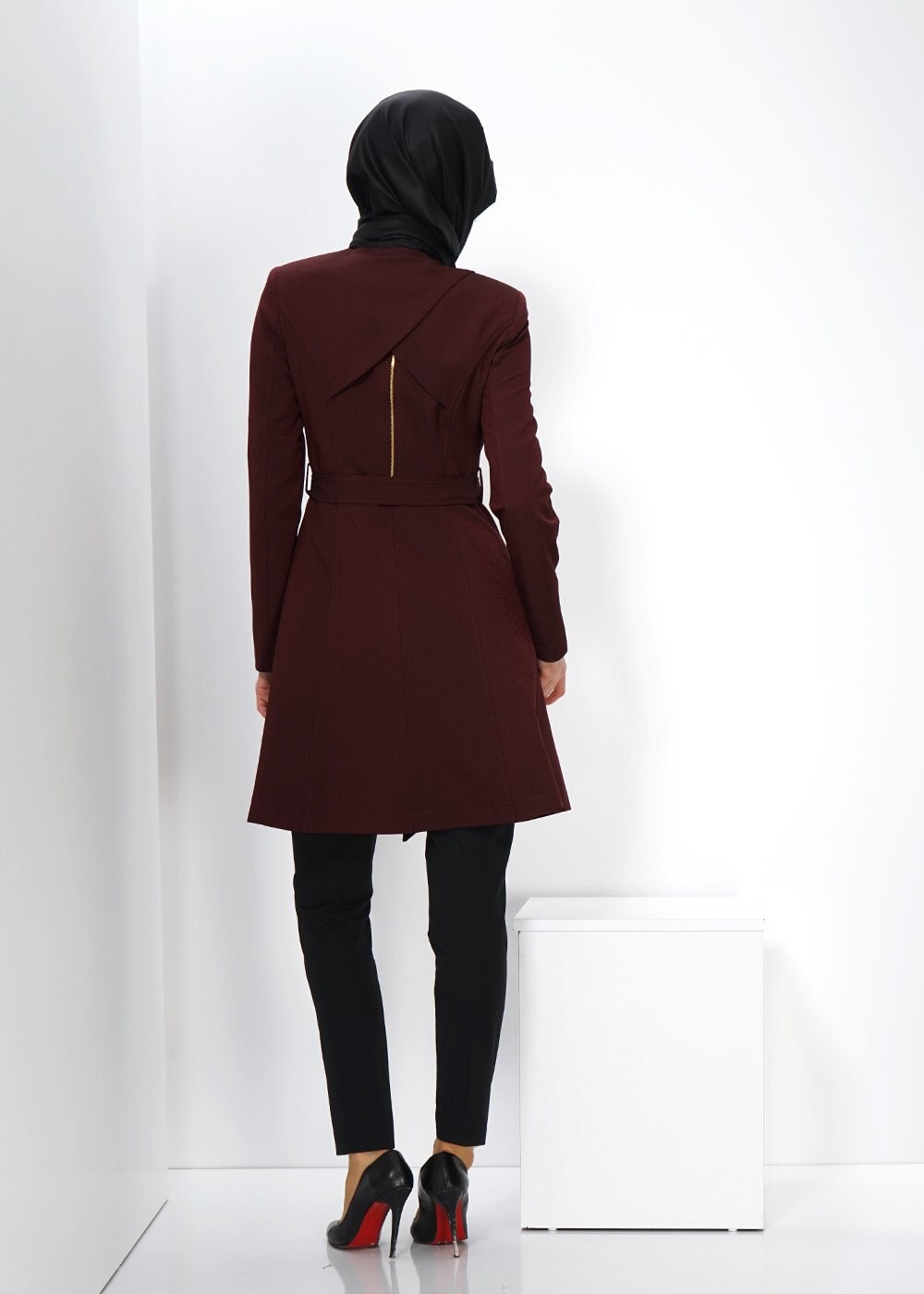 Tesettür giyim BORDO 1396 BEGÜM 43580 TRENCH 36/42(38-40 )TEK42