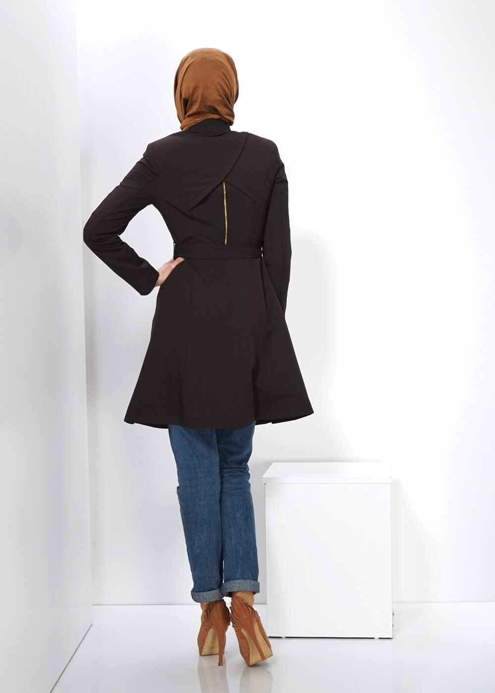 Tesettür giyim KAHVE 1396 BEGÜM 43580 TRENCH 36/42(38-40 )TEK42