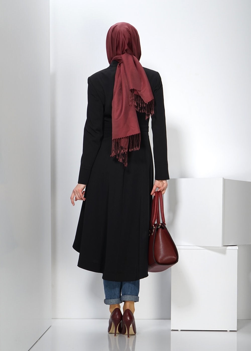 Tesettür giyim SİYAH 1398 TRENÇKOT