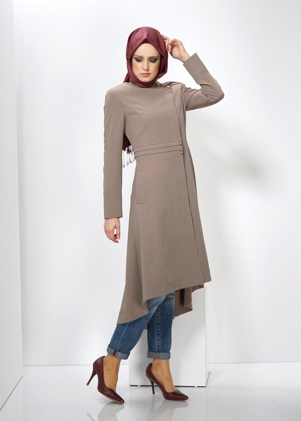 Tesettür giyim TABA 1398 TRENÇKOT