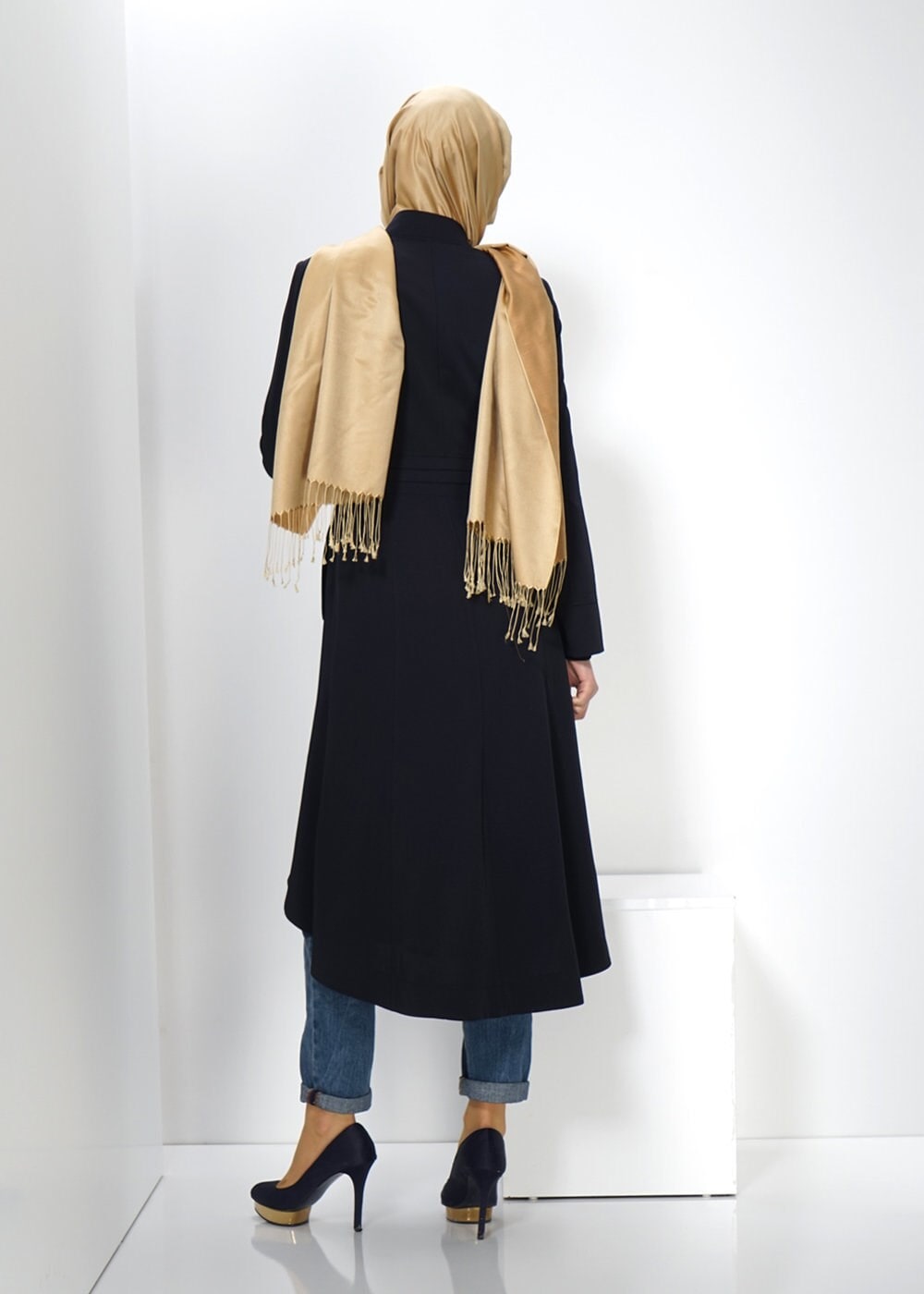 Tesettür giyim LACİVERT 1398 TRENÇKOT