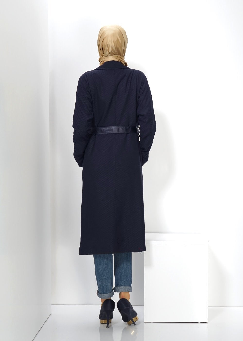 Tesettür giyim LACİVERT 1402 TRENÇKOT