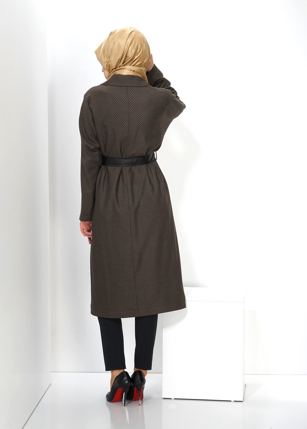 Tesettür giyim VİZON 1402 TRENÇKOT