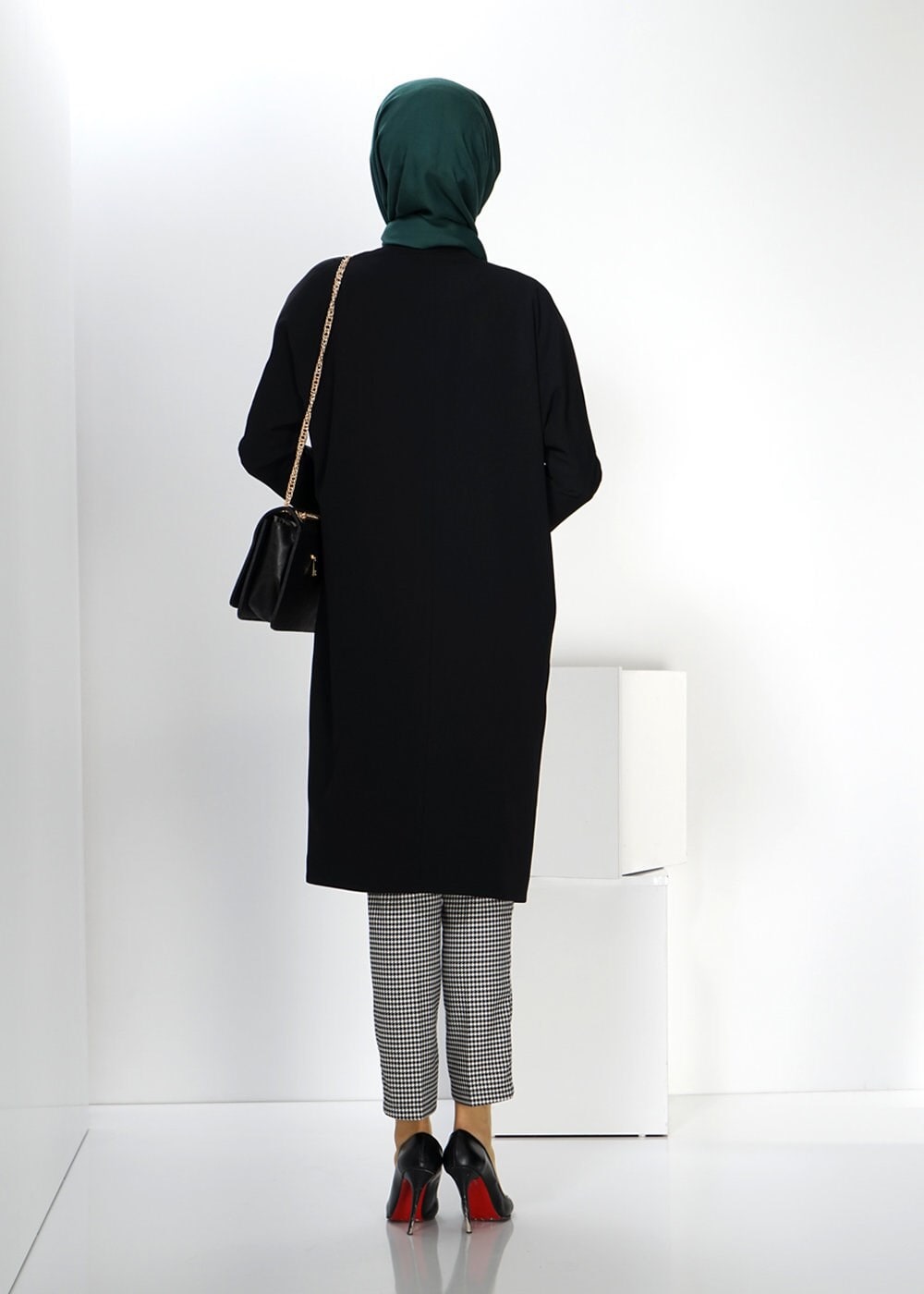 Tesettür giyim SİYAH 1404 TRENÇKOT 