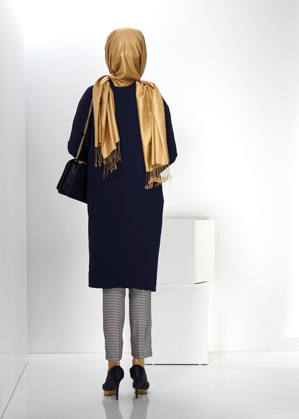 Tesettür giyim LACİVERT 1404 TRENÇKOT 