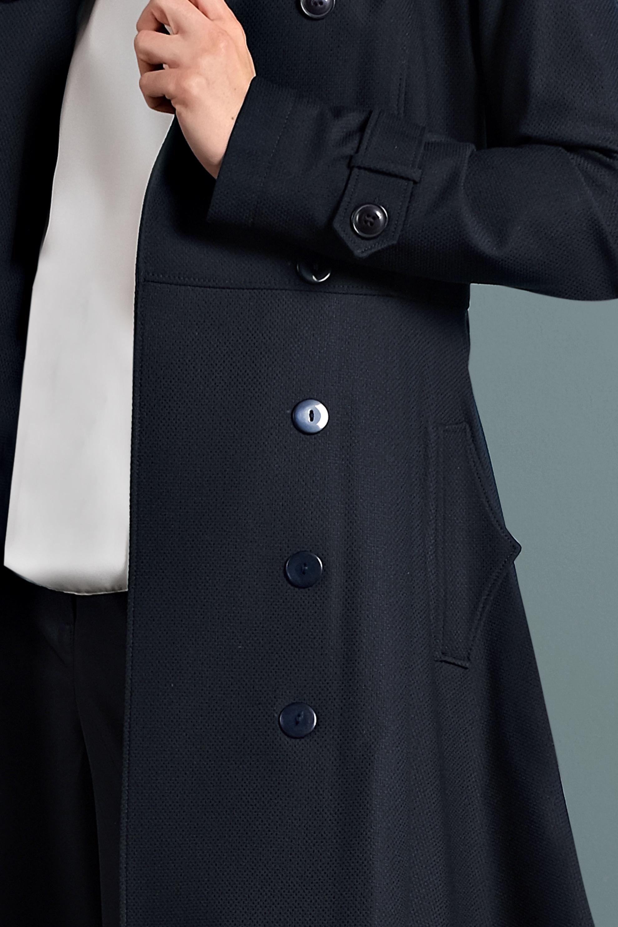 Tesettür giyim LACİVERT ETEĞİ VOLANLI TRENÇKOT 1405