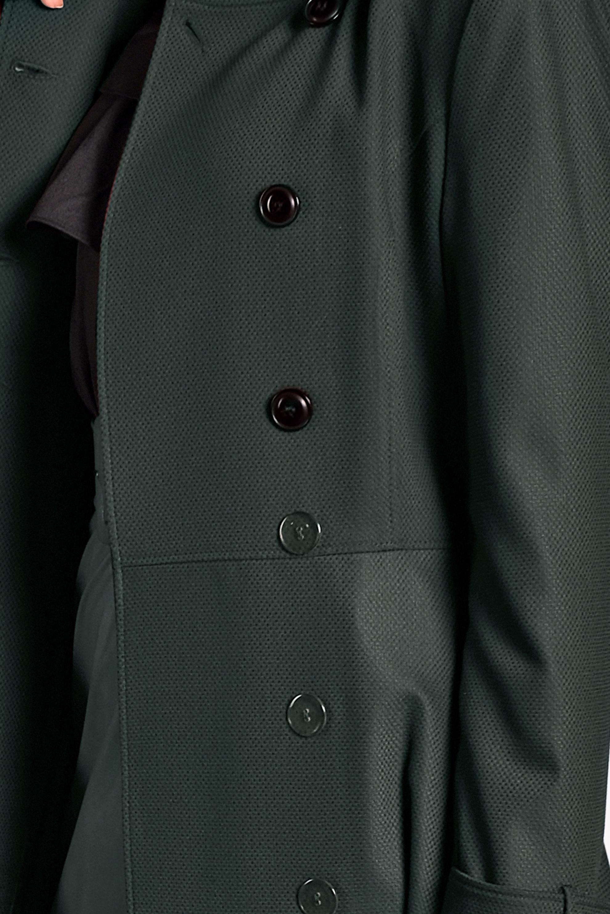 Tesettür giyim YEŞİL ETEĞİ VOLANLI TRENÇKOT 1405