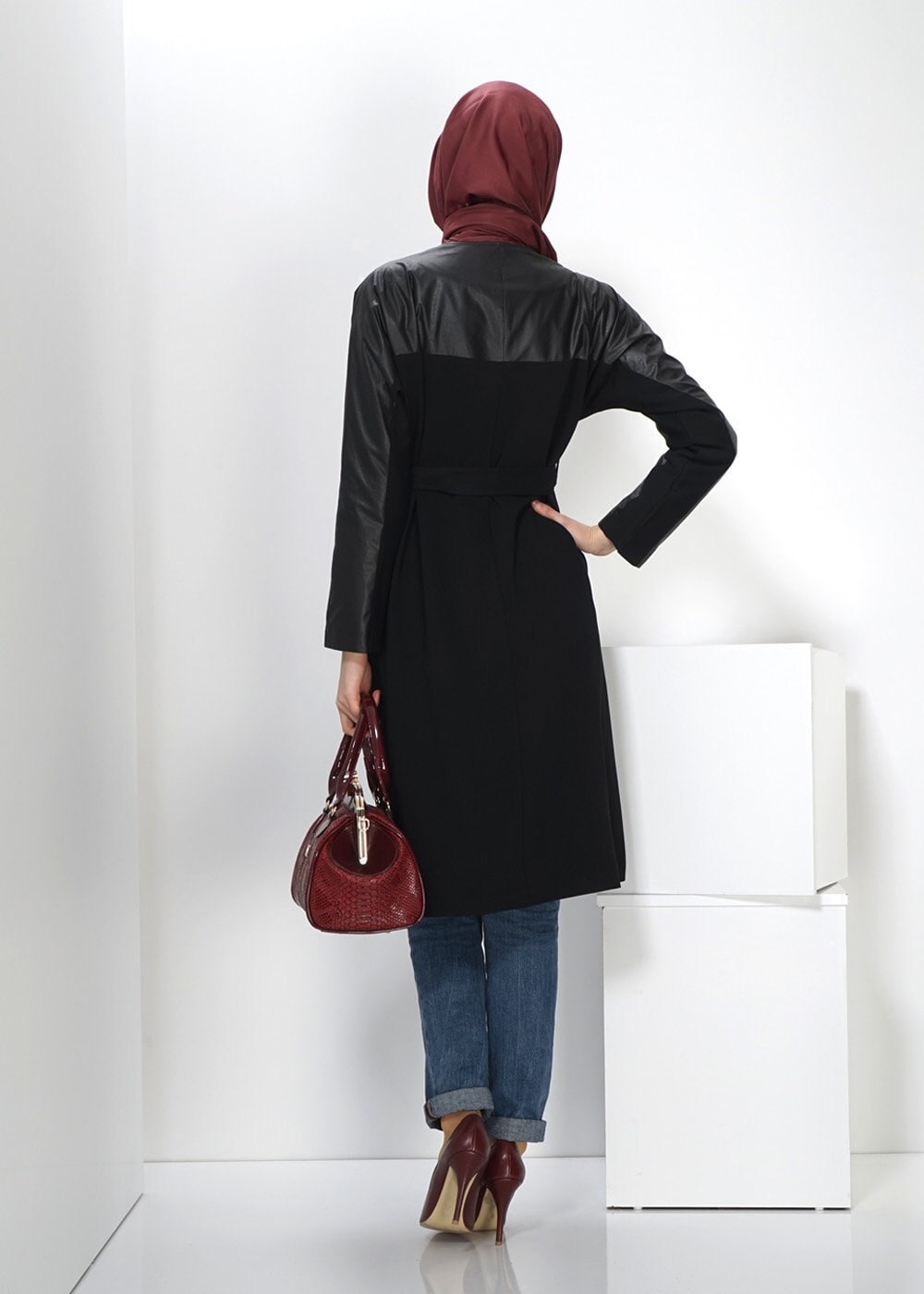 Tesettür giyim SİYAH 1409 TRENÇKOT