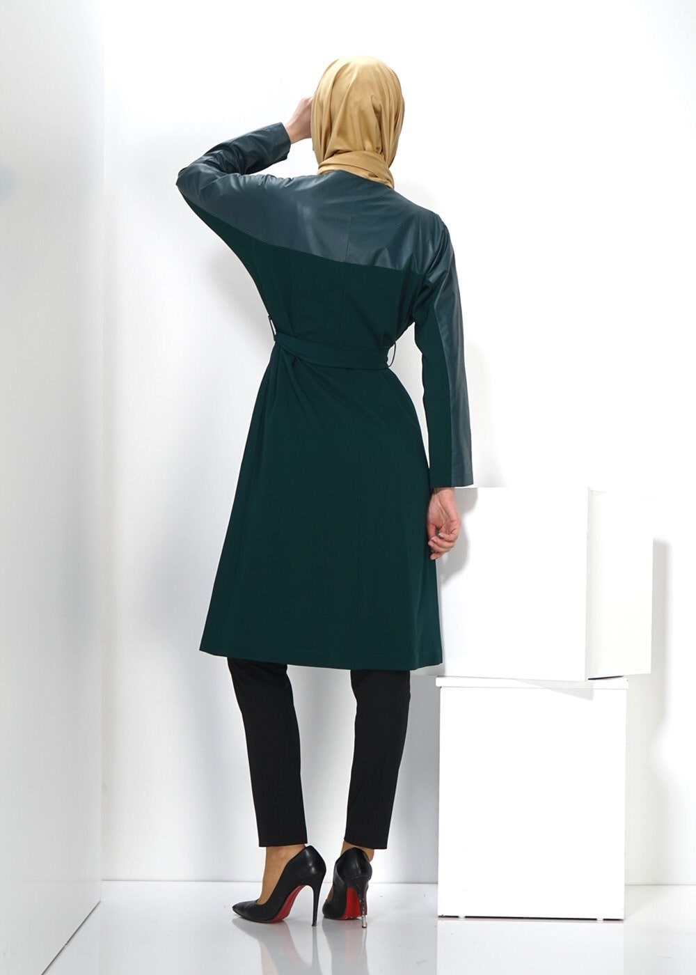 Tesettür giyim YEŞİL 1409 TRENÇKOT