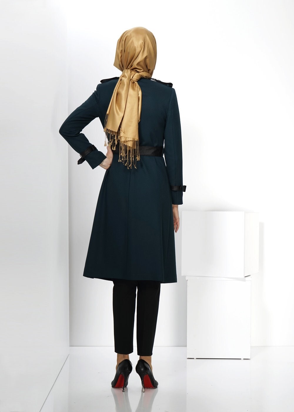 Tesettür giyim MAVİ 1412 TRENÇKOT