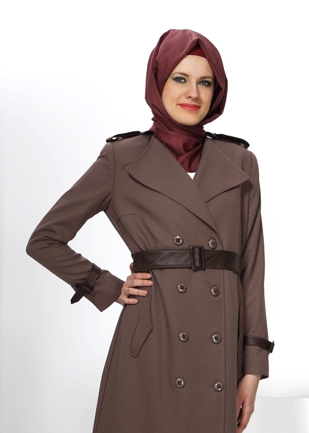 Tesettür giyim VİZON 1412 TRENÇKOT