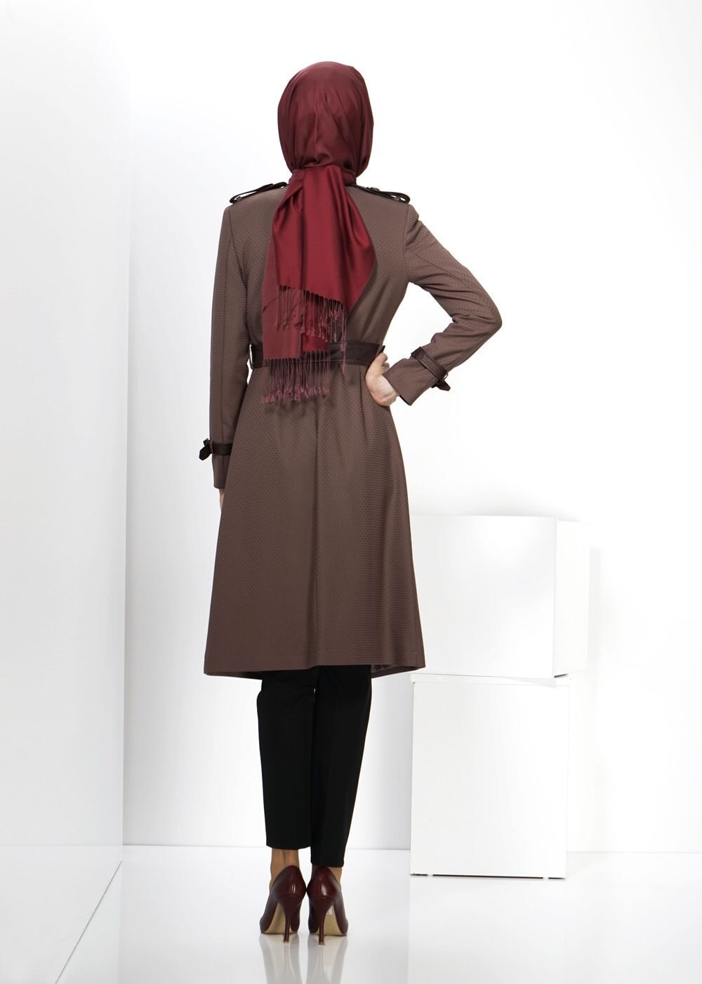 Tesettür giyim VİZON 1412 TRENÇKOT