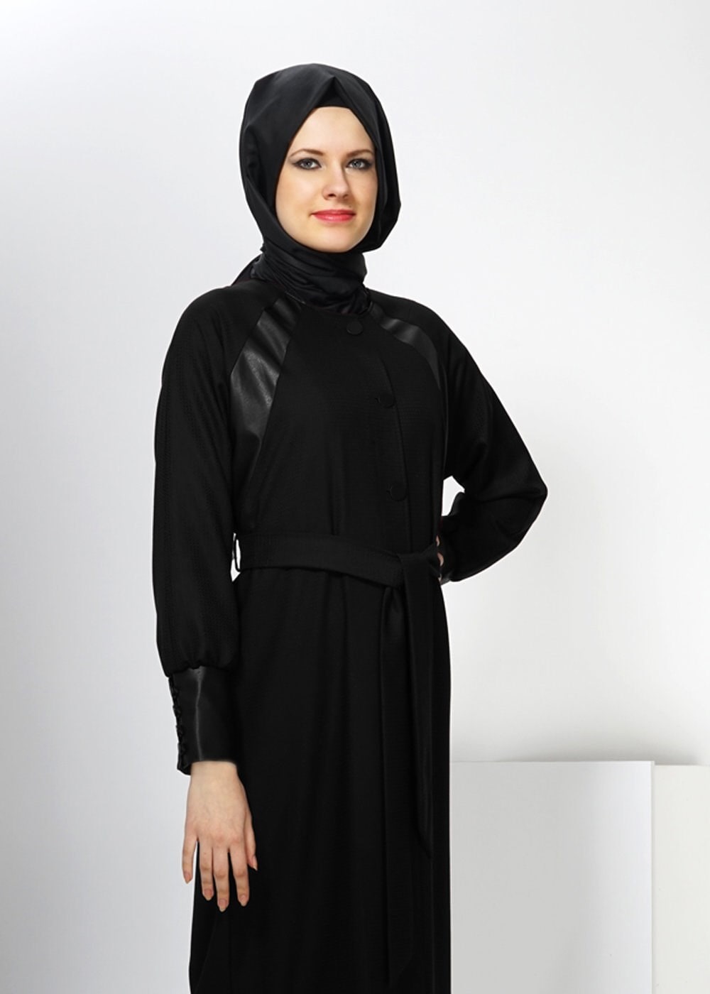 Tesettür giyim SİYAH 1413 TRENÇKOT