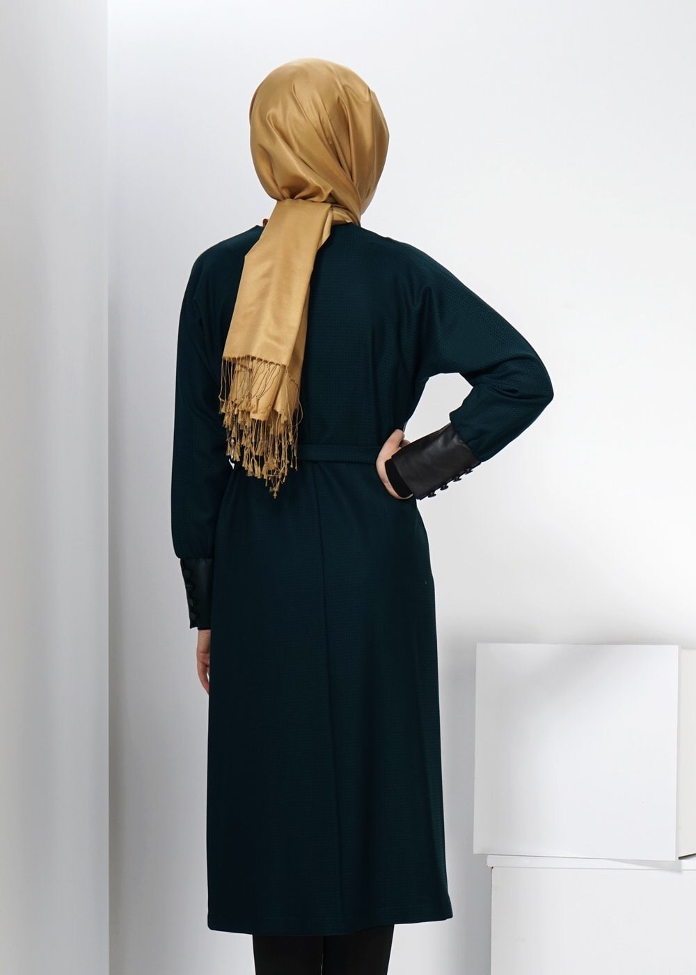 Tesettür giyim MAVİ 1413 TRENÇKOT