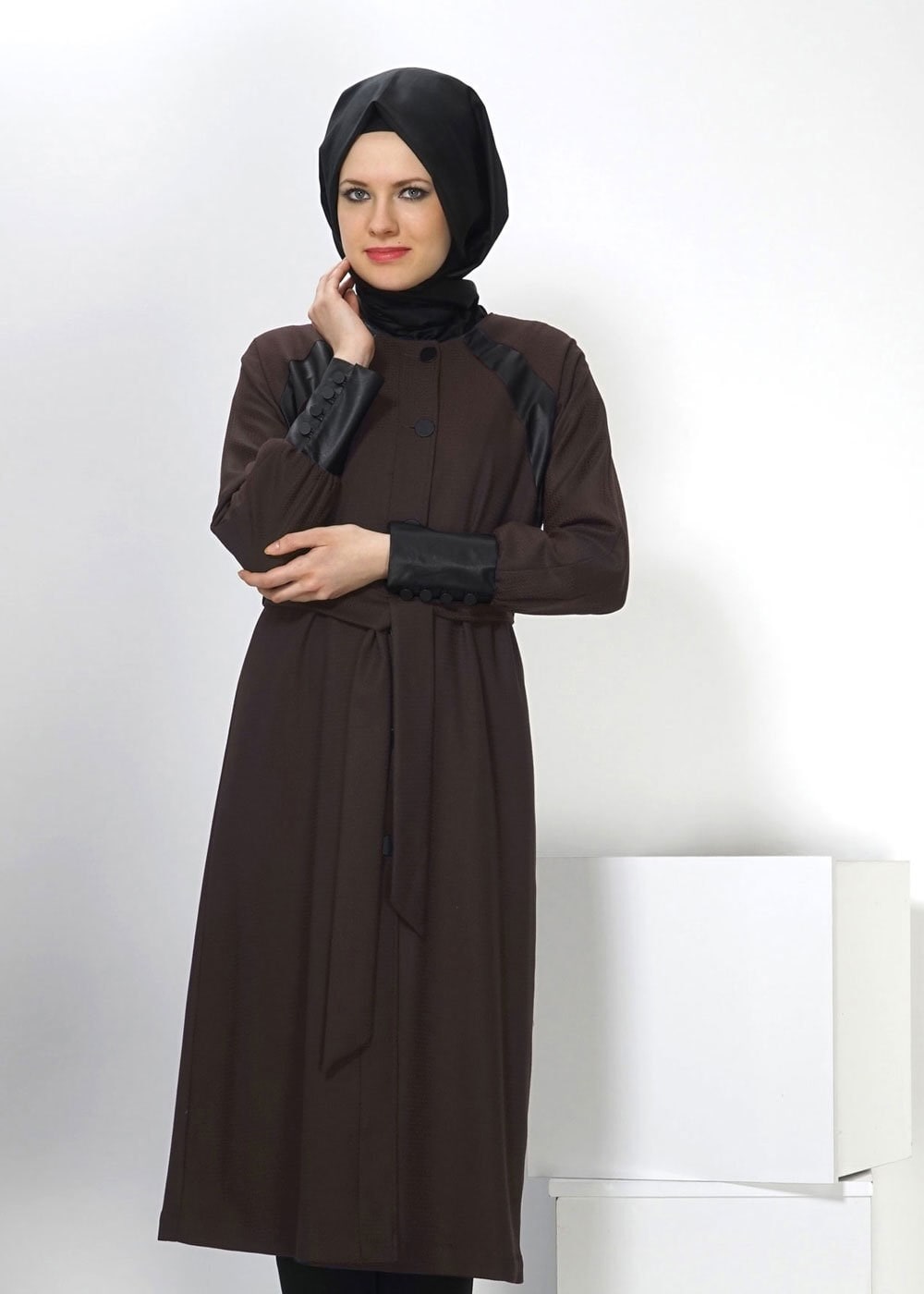 Tesettür giyim VİZON 1413 TRENÇKOT