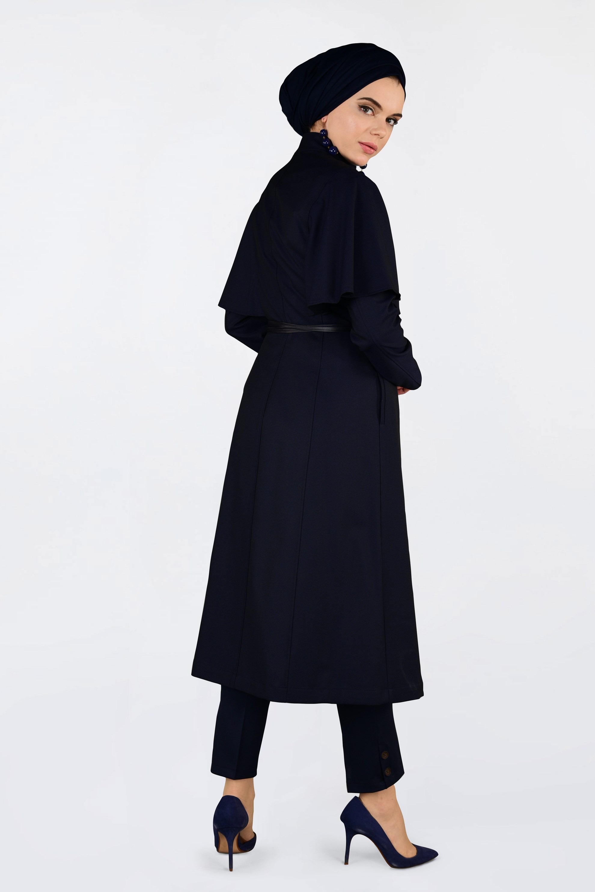 Tesettür giyim LACİVERT 1380-1 TRENÇKOT