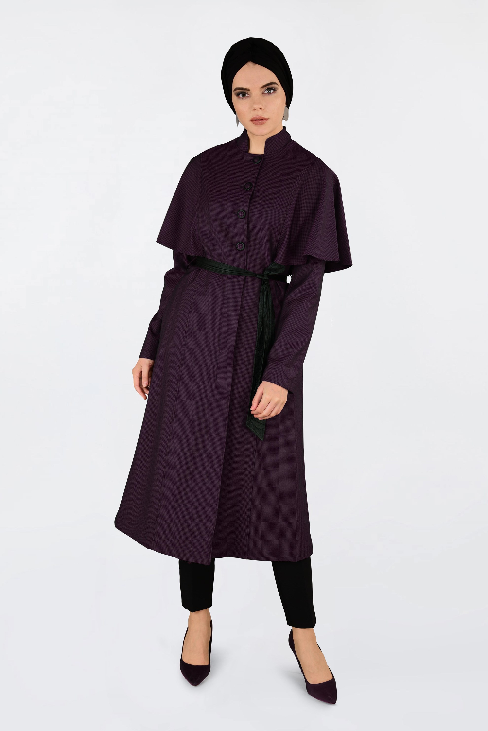 Tesettür giyim MÜRDÜM 1380-1 TRENÇKOT