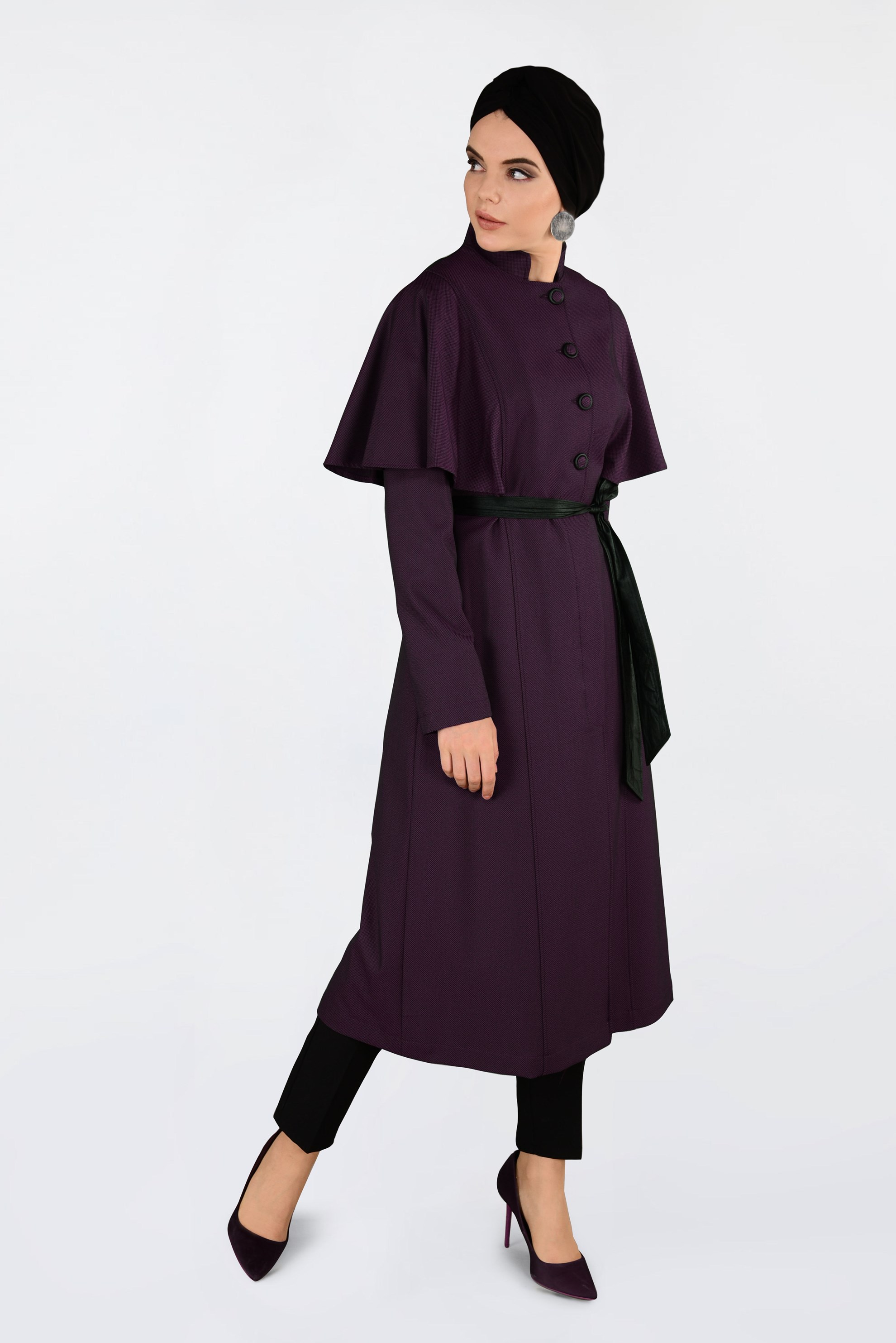Tesettür giyim MÜRDÜM 1380-1 TRENÇKOT