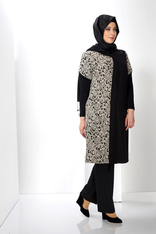 Hijab clothing BEIGE 2433 TRİKO DES.12 YELEK 44/50 - ALVİNA