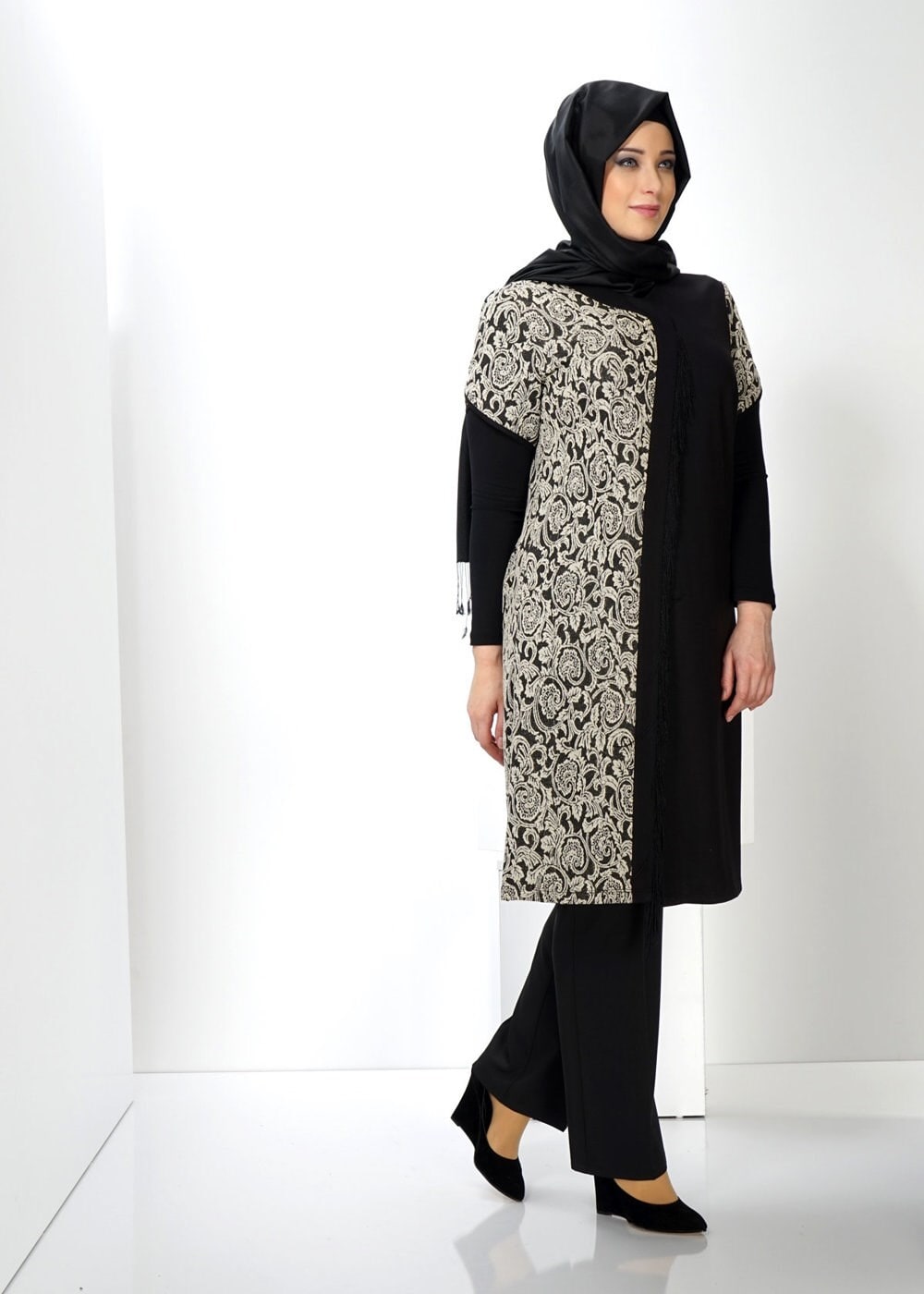 Vêtements hijab BEIGE 2433 TRİKO DES.12 YELEK 44/50
