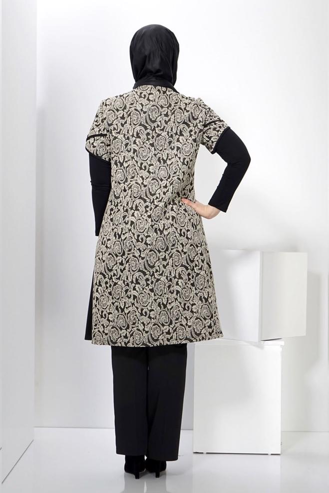 Hijab clothing BEIGE 2433 TRİKO DES.12 YELEK 44/50 - ALVİNA
