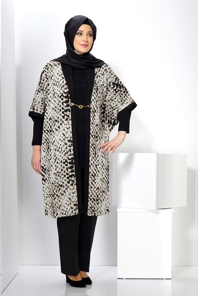 Vêtements hijab NOIR GILET EN TRICOT AGRAFE À DEVANT 2436  - ALVİNA