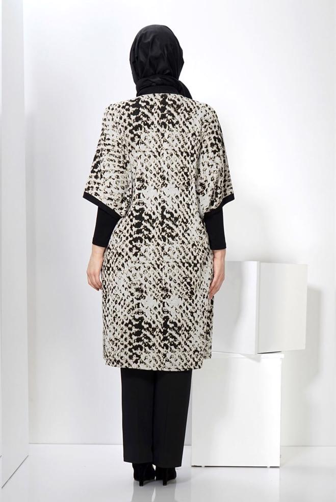 Vêtements hijab NOIR GILET EN TRICOT AGRAFE À DEVANT 2436  - ALVİNA