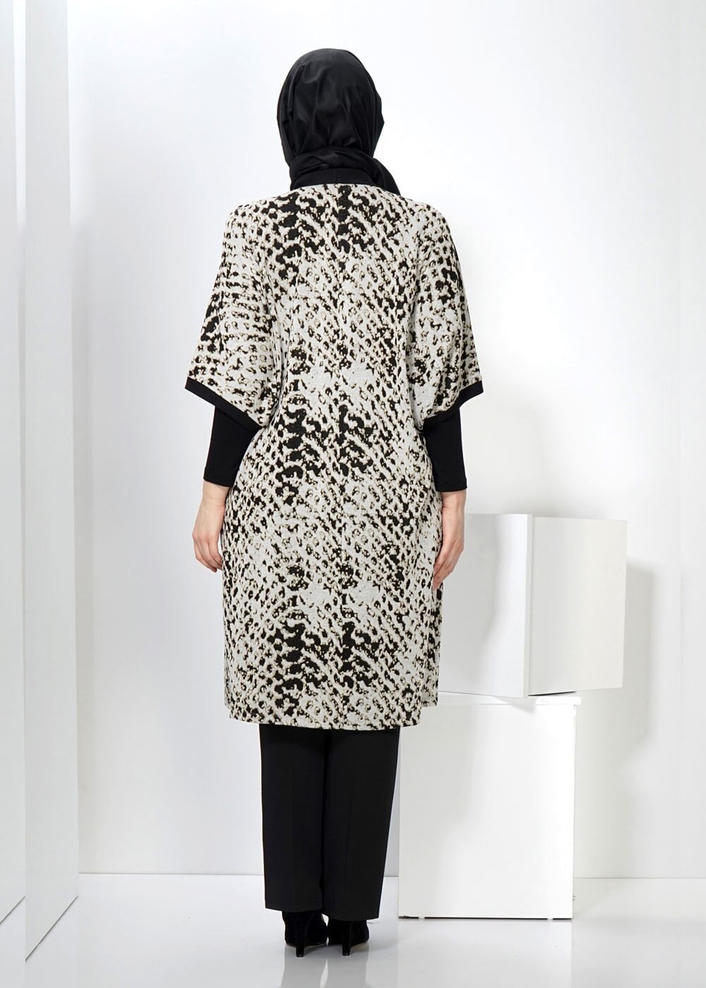 Vêtements hijab NOIR GILET EN TRICOT AGRAFE À DEVANT 2436 