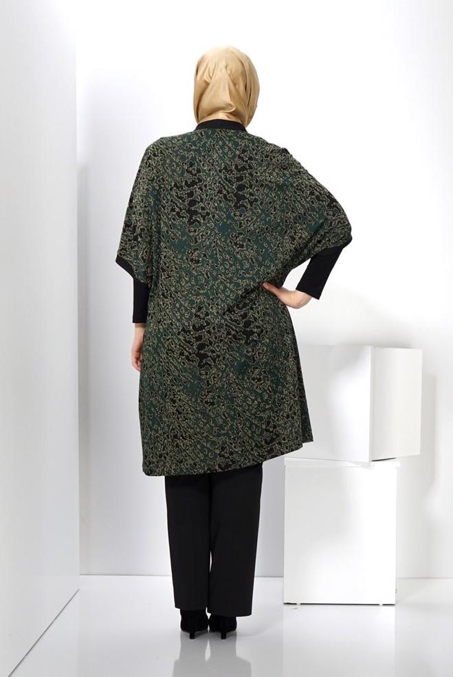 Vêtements hijab VERT GILET EN TRICOT AGRAFE À DEVANT 2436  - ALVİNA